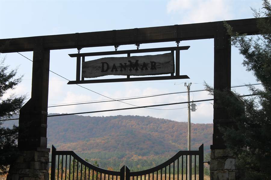 The stone-columned entrance gate to DanMar Plantation